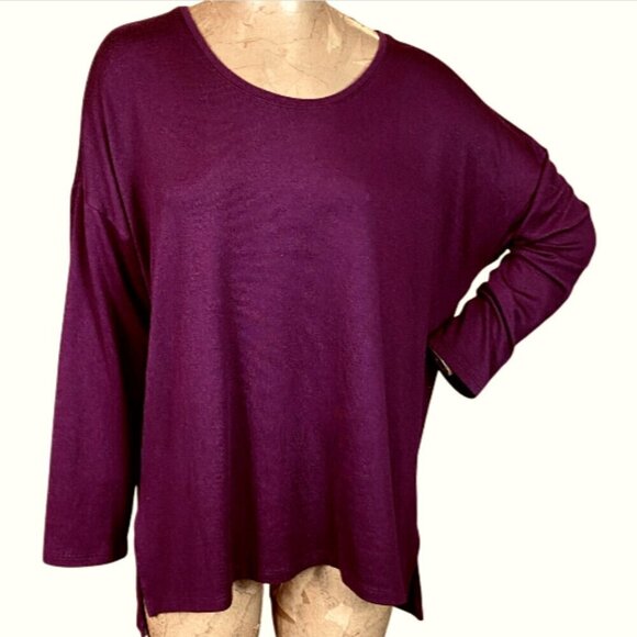 Bundle of 2 Banana Republic Long Sleeve Tee Tops  XL Burgundy & Black #350D - Picture 2 of 10